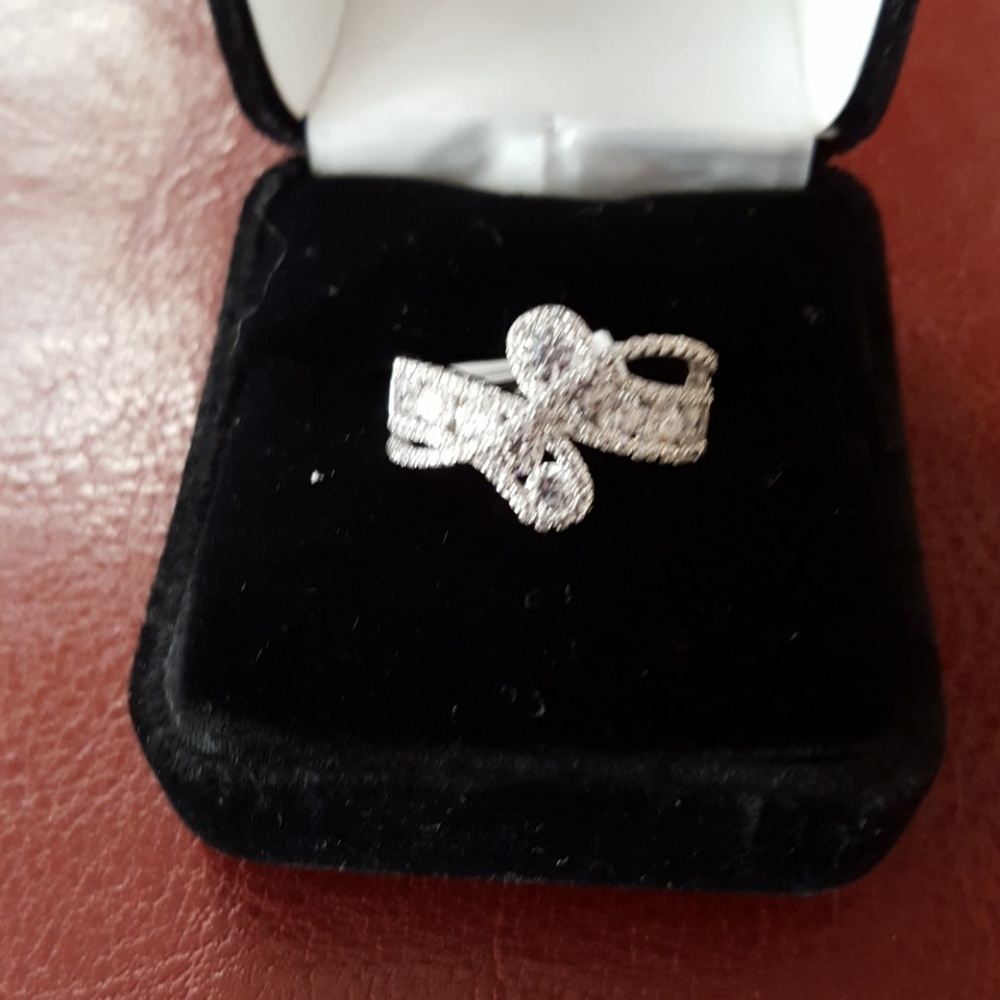 925 rhodium sterling silver ring sz 7